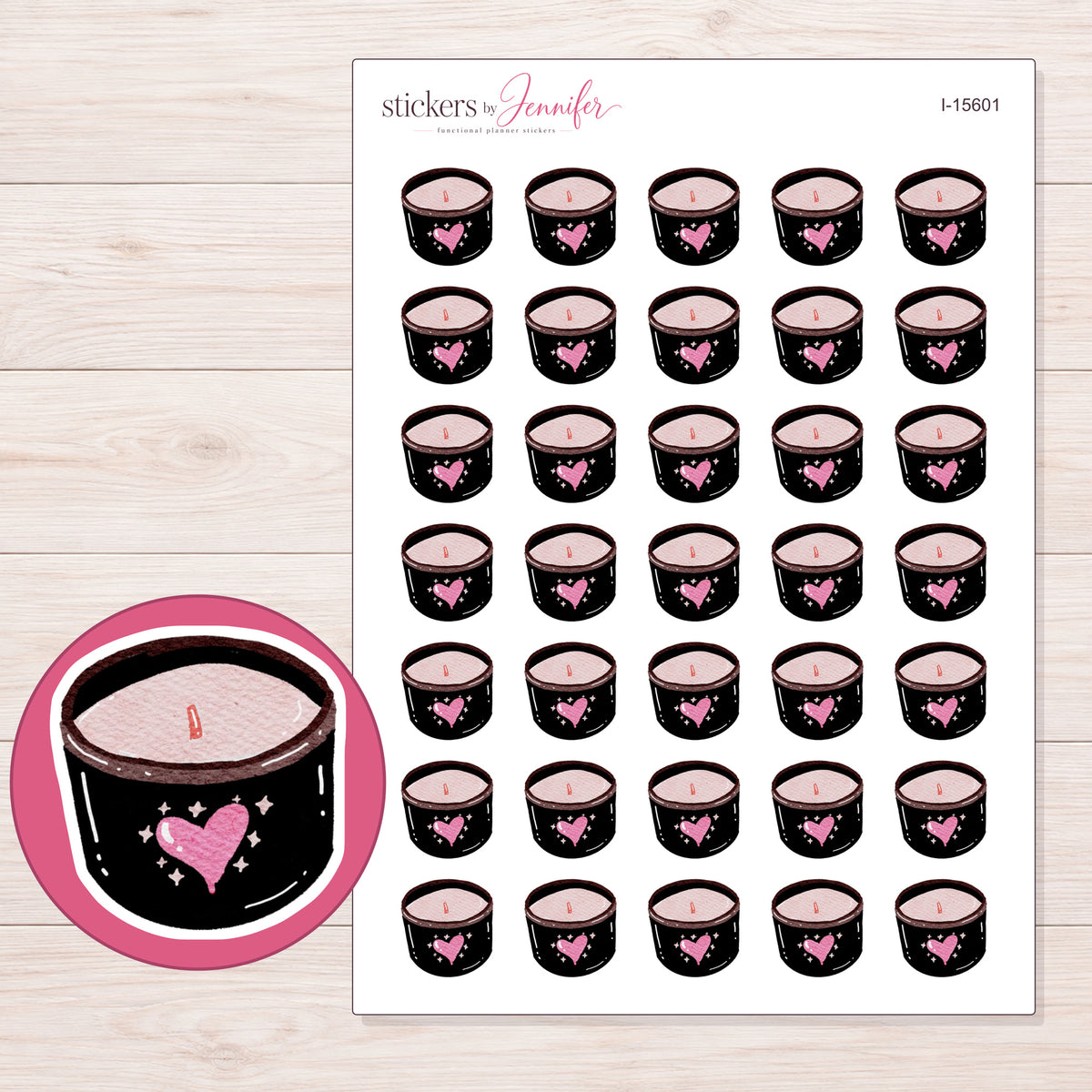 I-15601 planner sticker sheet with enlarged sticker detail