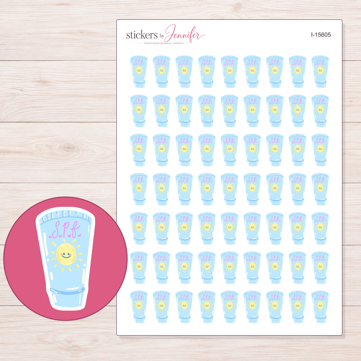 I-15605 planner sticker sheet with enlarged sticker detail