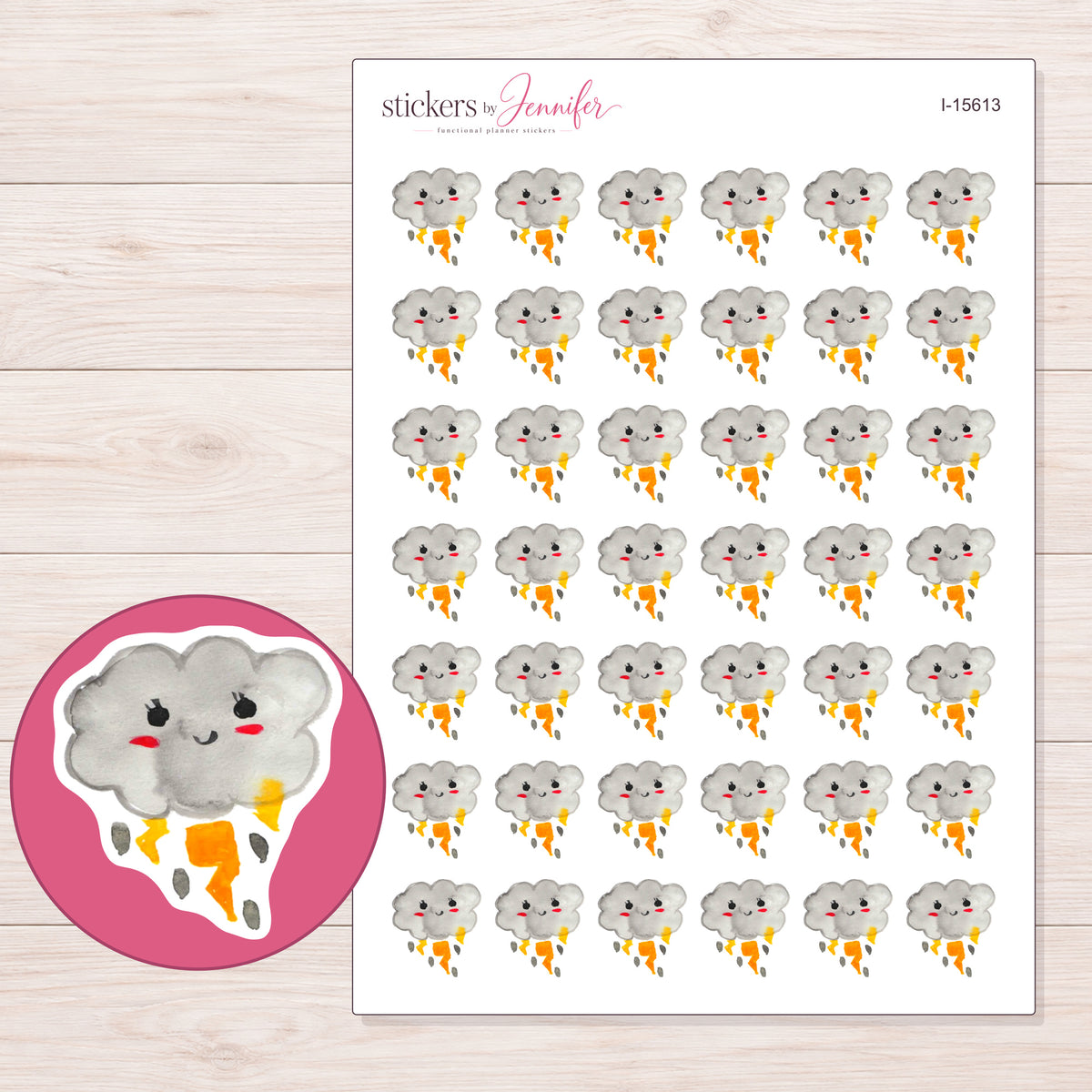 I-15613 planner sticker sheet with enlarged sticker detail