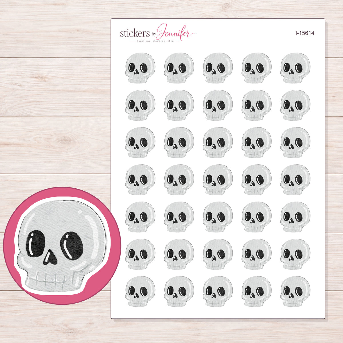 I-15614 planner sticker sheet with enlarged sticker detail