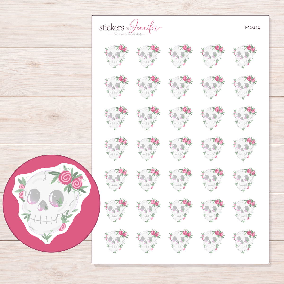 I-15616 planner sticker sheet with enlarged sticker detail