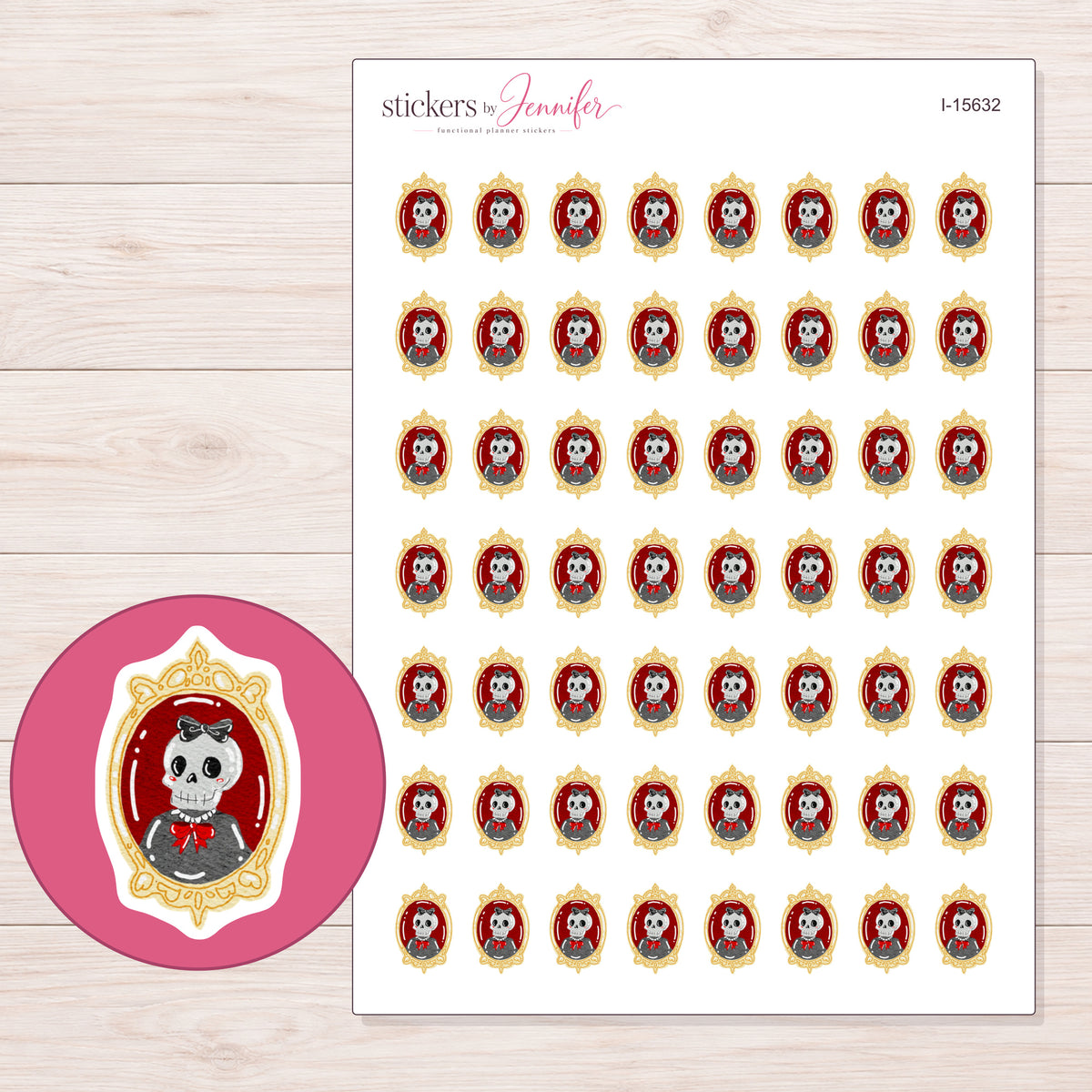 I-15632 planner sticker sheet with enlarged sticker detail