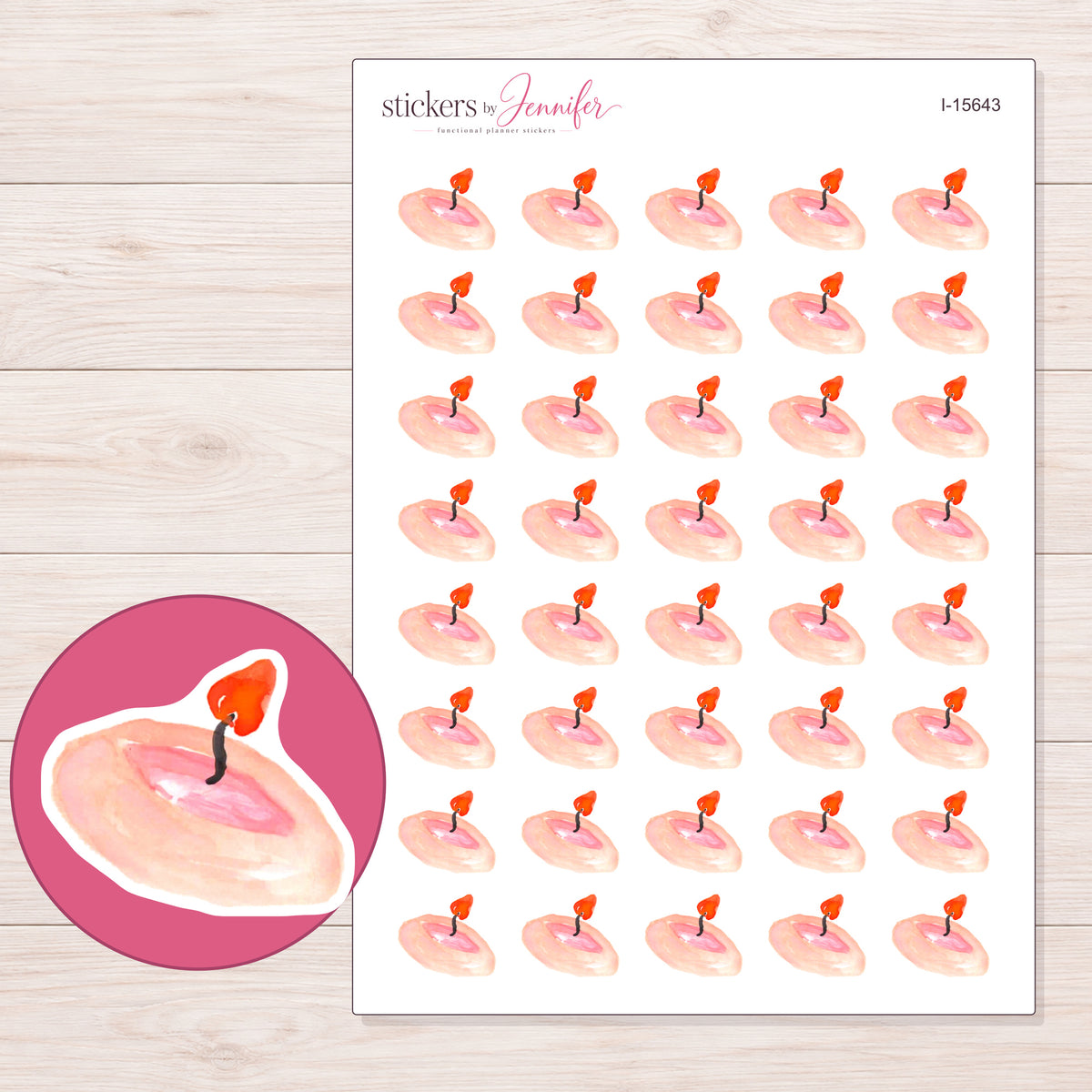 I-15643 planner sticker sheet with enlarged sticker detail