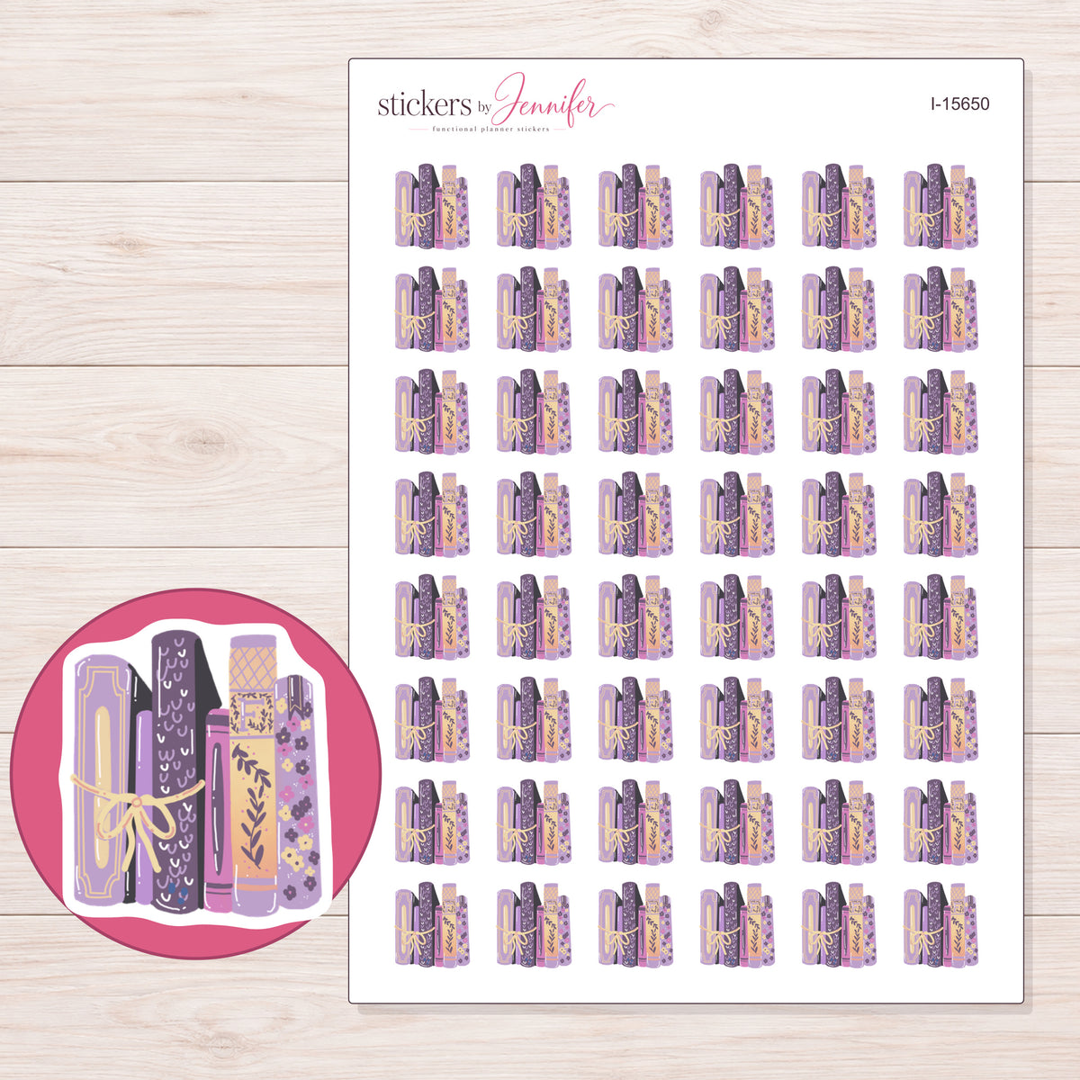 I-15650 planner sticker sheet with enlarged sticker detail
