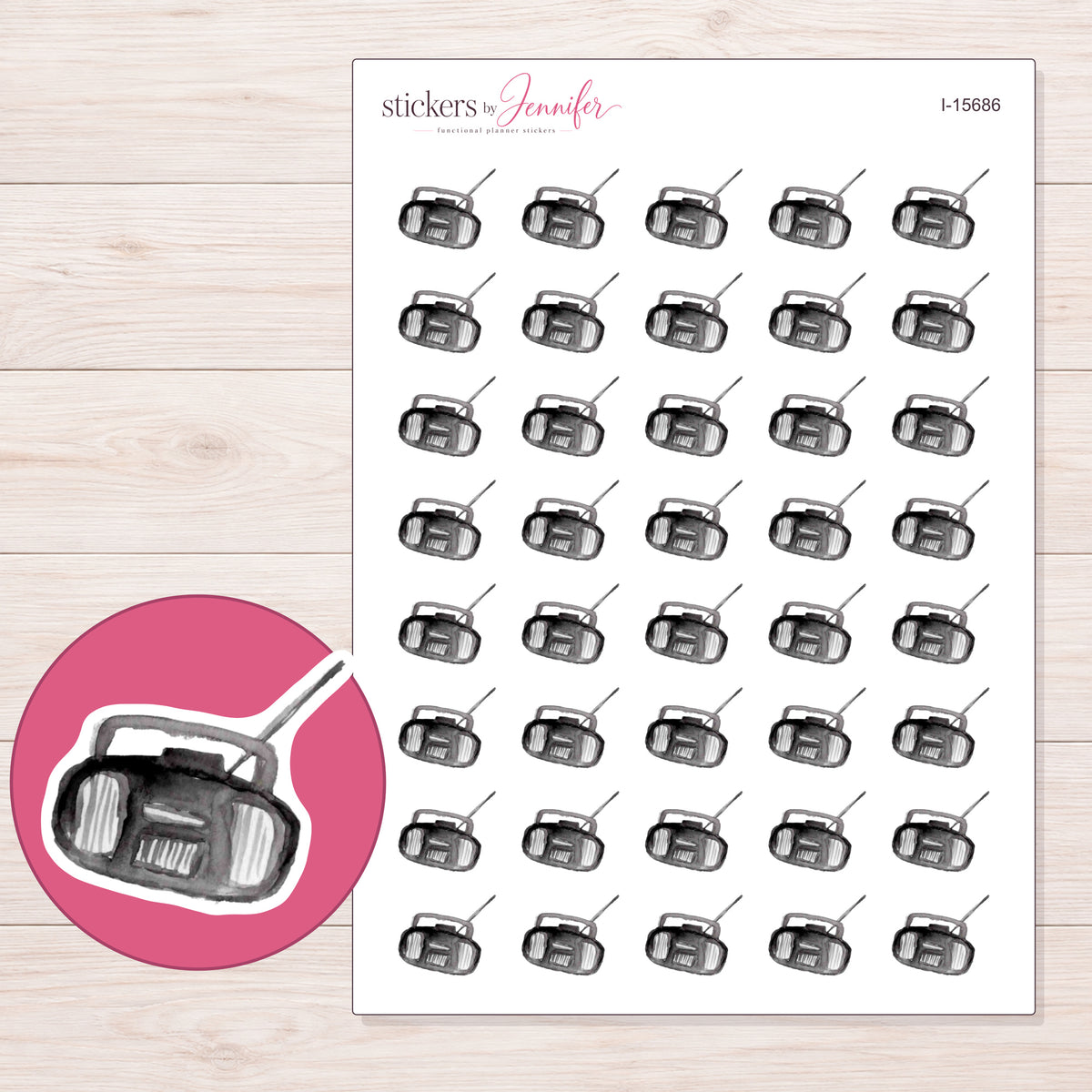 I-15686 planner sticker sheet with enlarged sticker detail