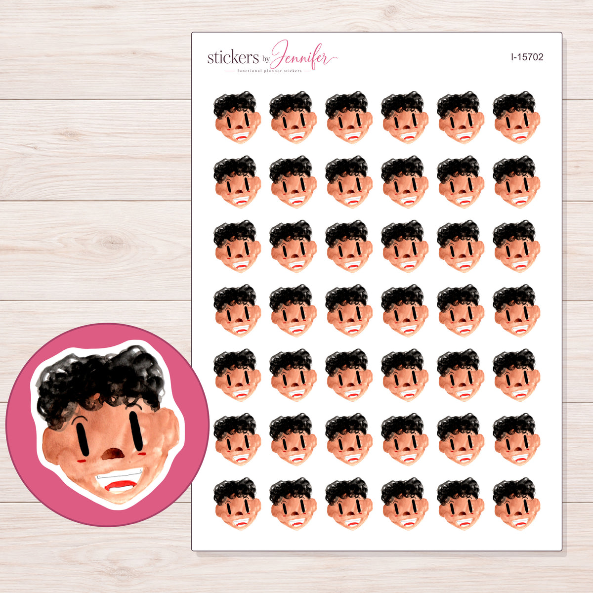 I-15702 planner sticker sheet with enlarged sticker detail