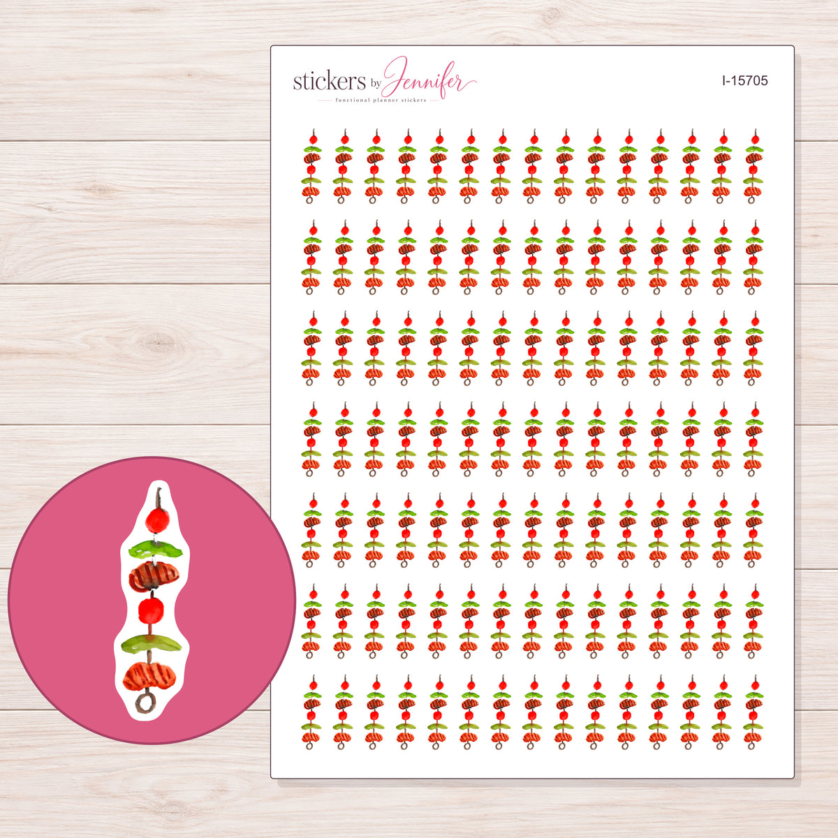 I-15705 planner sticker sheet with enlarged sticker detail