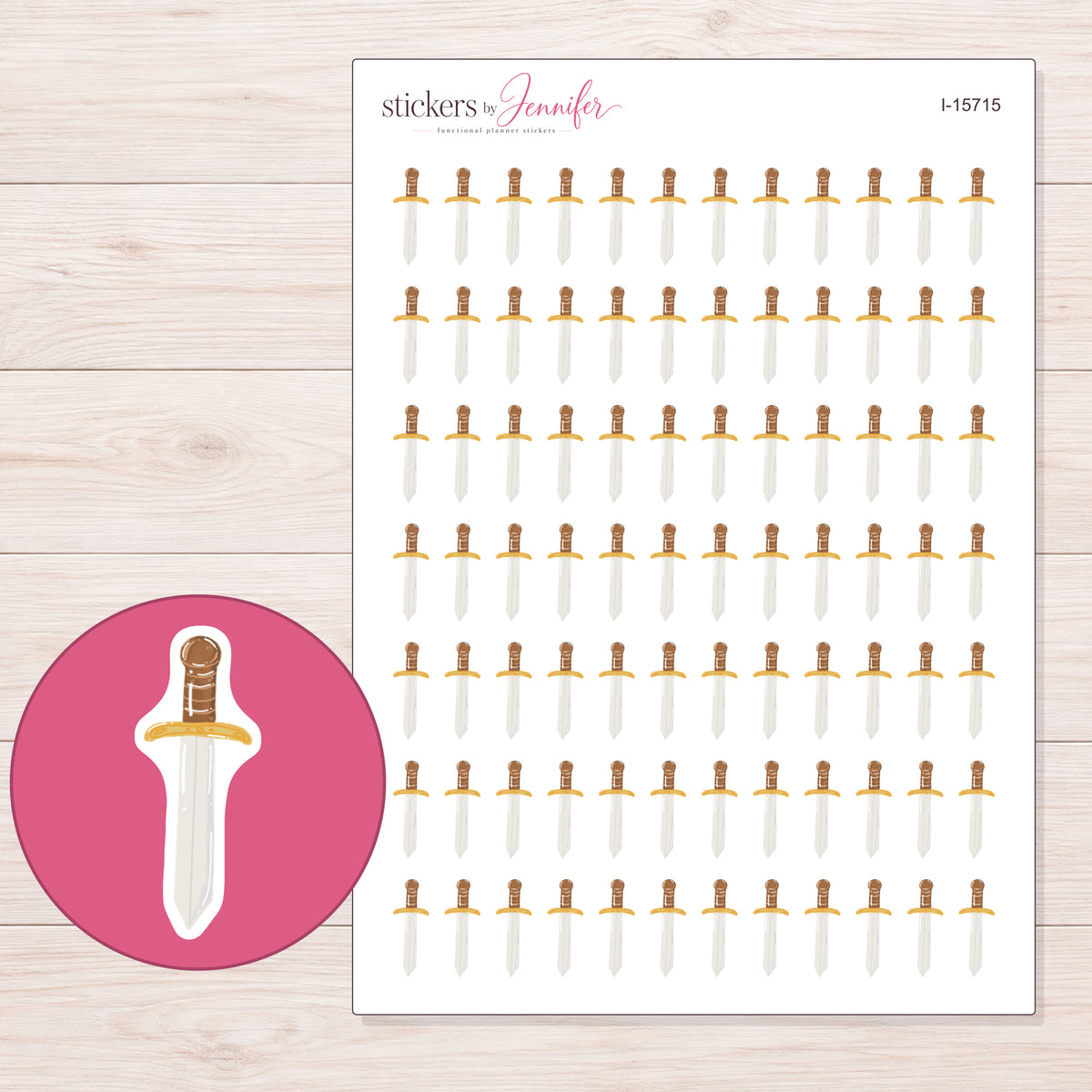 I-15715 planner sticker sheet with enlarged sticker detail