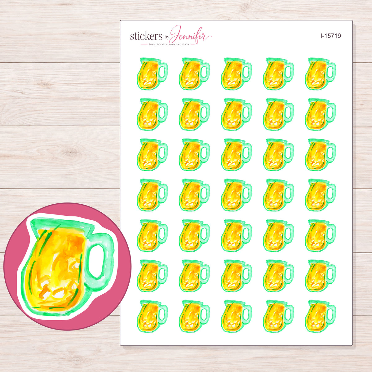 I-15719 planner sticker sheet with enlarged sticker detail