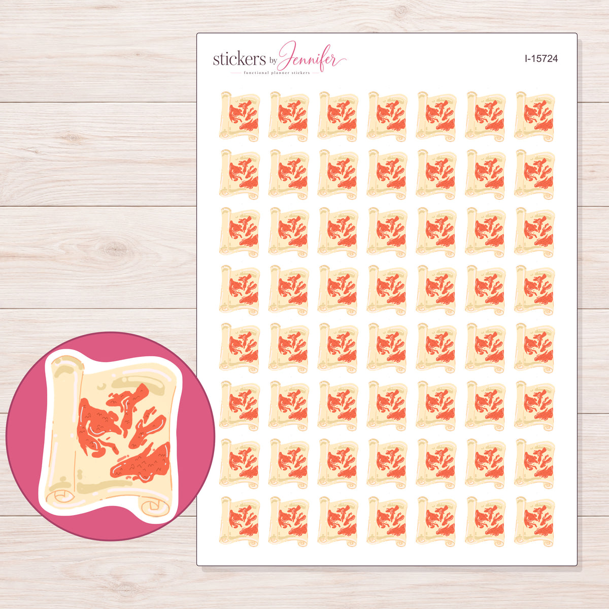 I-15724 planner sticker sheet with enlarged sticker detail