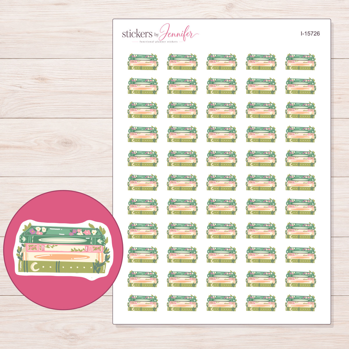 I-15726 planner sticker sheet with enlarged sticker detail