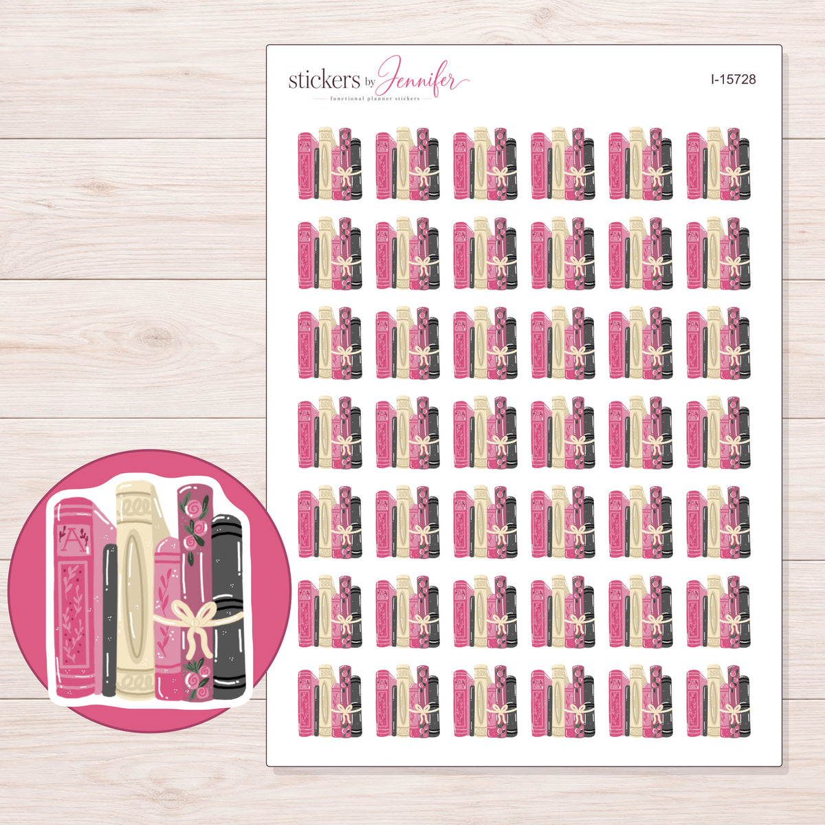 I-15728 planner sticker sheet with enlarged sticker detail