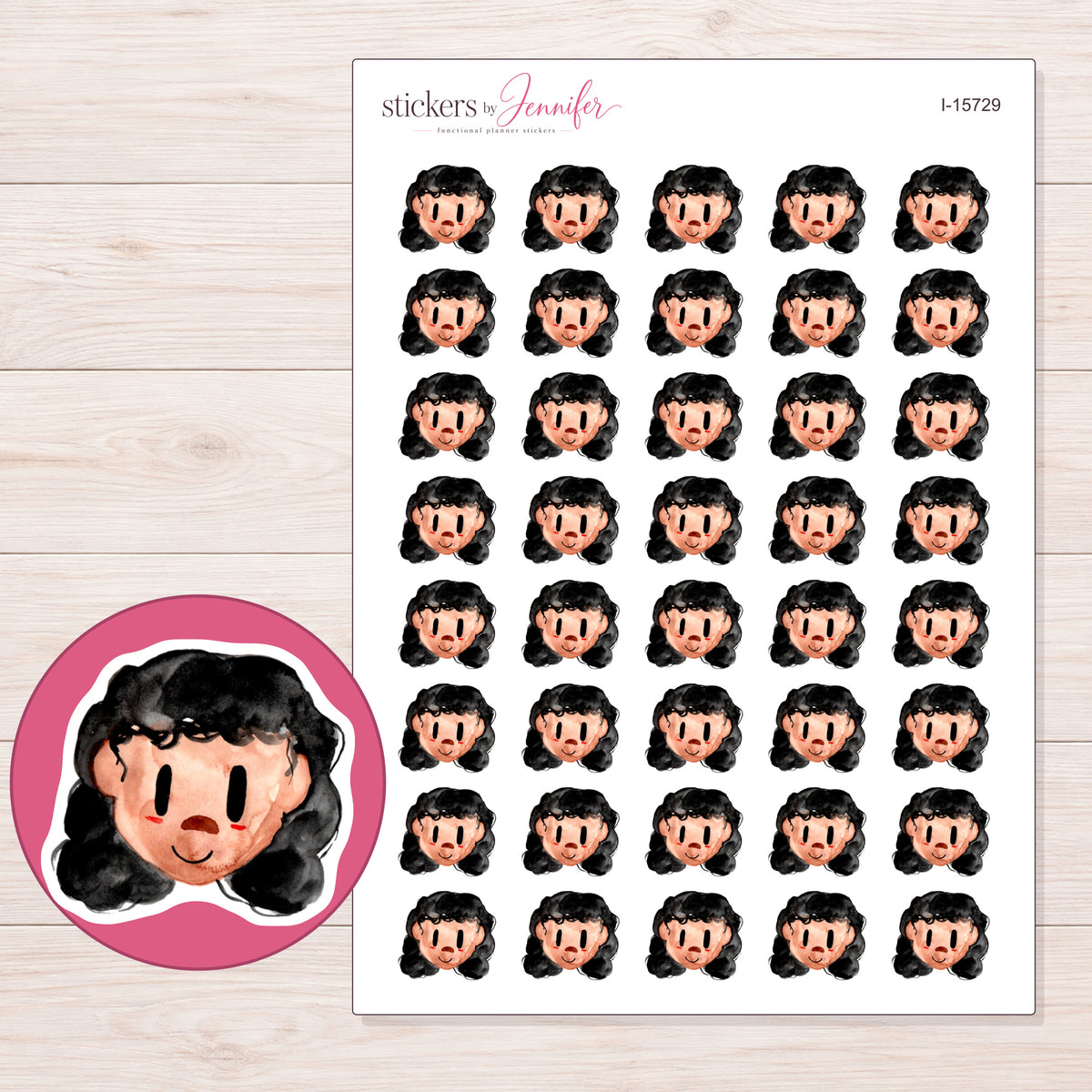 I-15729 planner sticker sheet with enlarged sticker detail