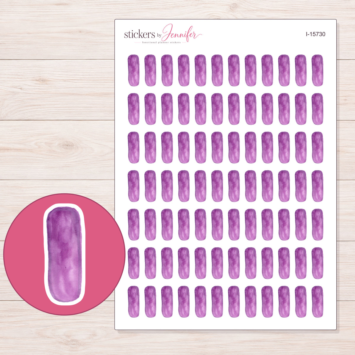 I-15730 planner sticker sheet with enlarged sticker detail