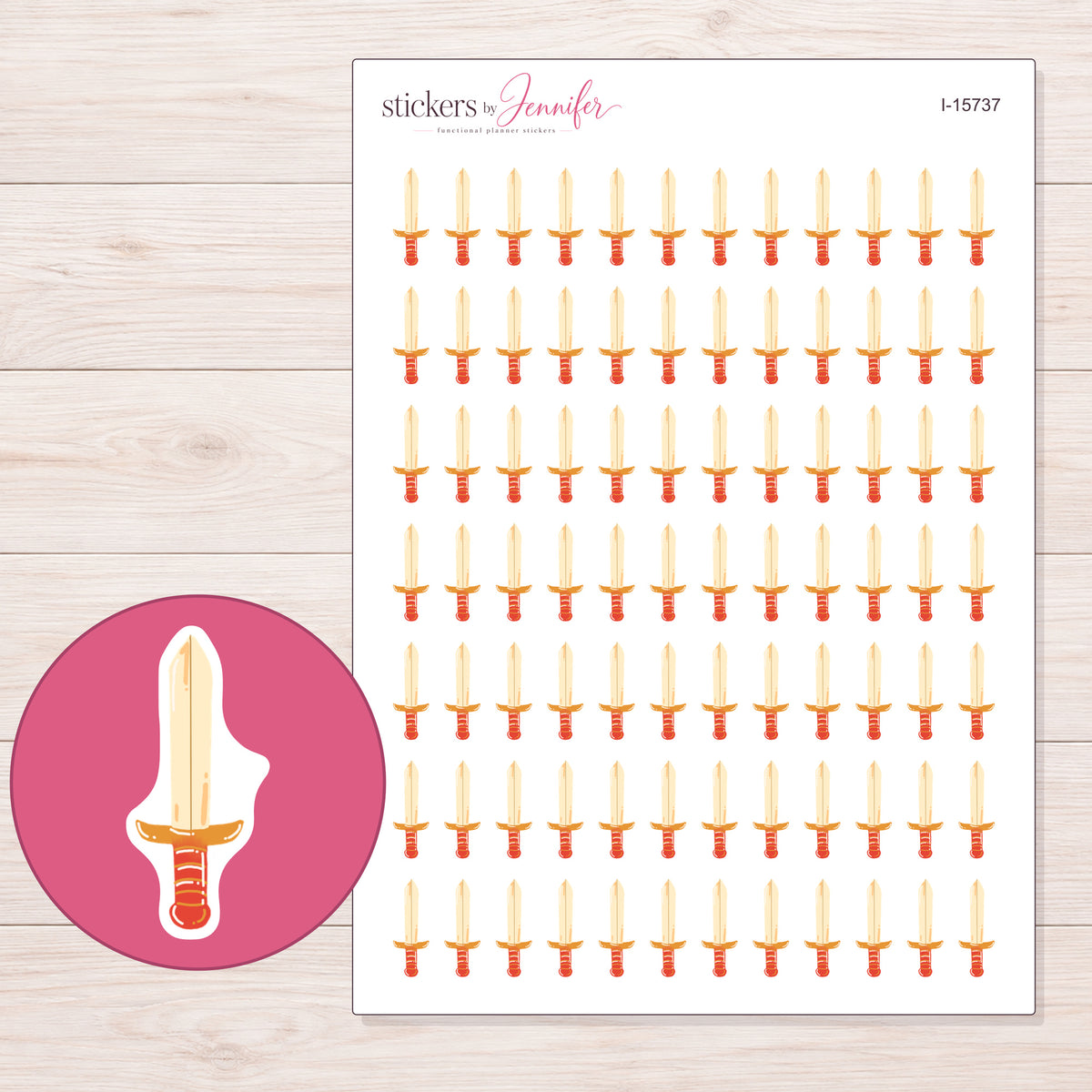 I-15737 planner sticker sheet with enlarged sticker detail