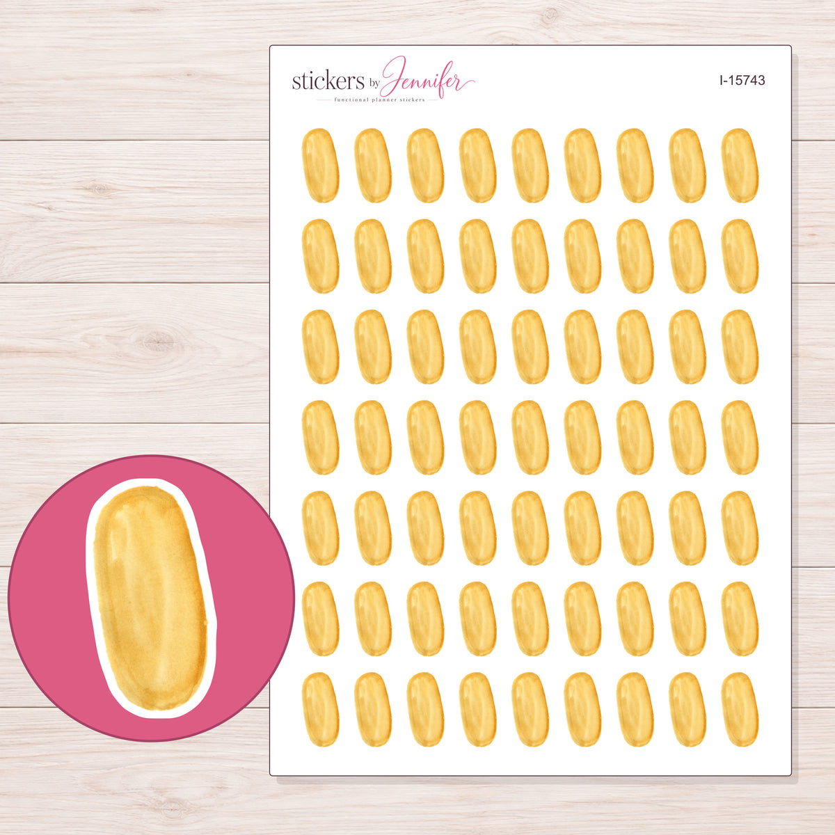 I-15743 planner sticker sheet with enlarged sticker detail