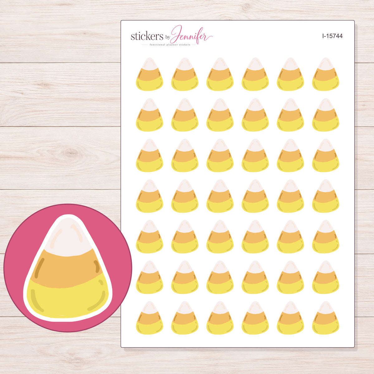 I-15744 planner sticker sheet with enlarged sticker detail