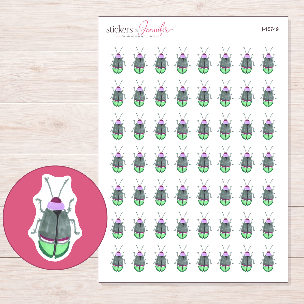I-15749 planner sticker sheet with enlarged sticker detail
