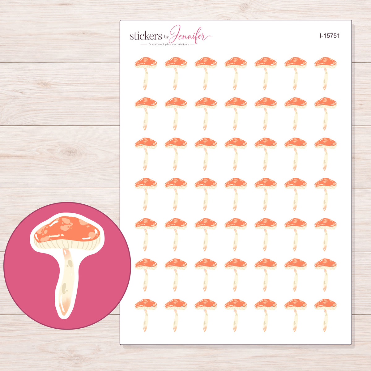 I-15751 planner sticker sheet with enlarged sticker detail