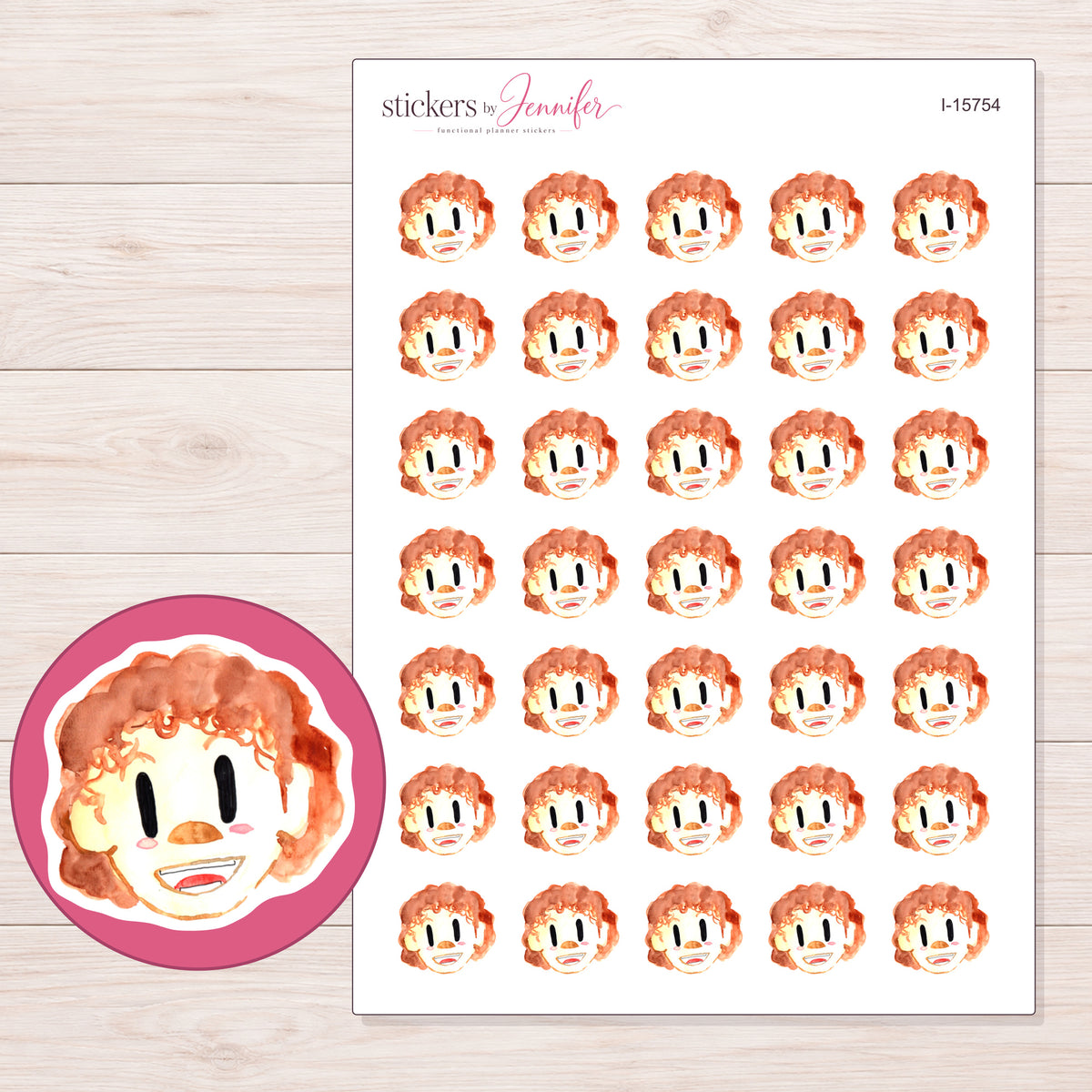 I-15754 planner sticker sheet with enlarged sticker detail
