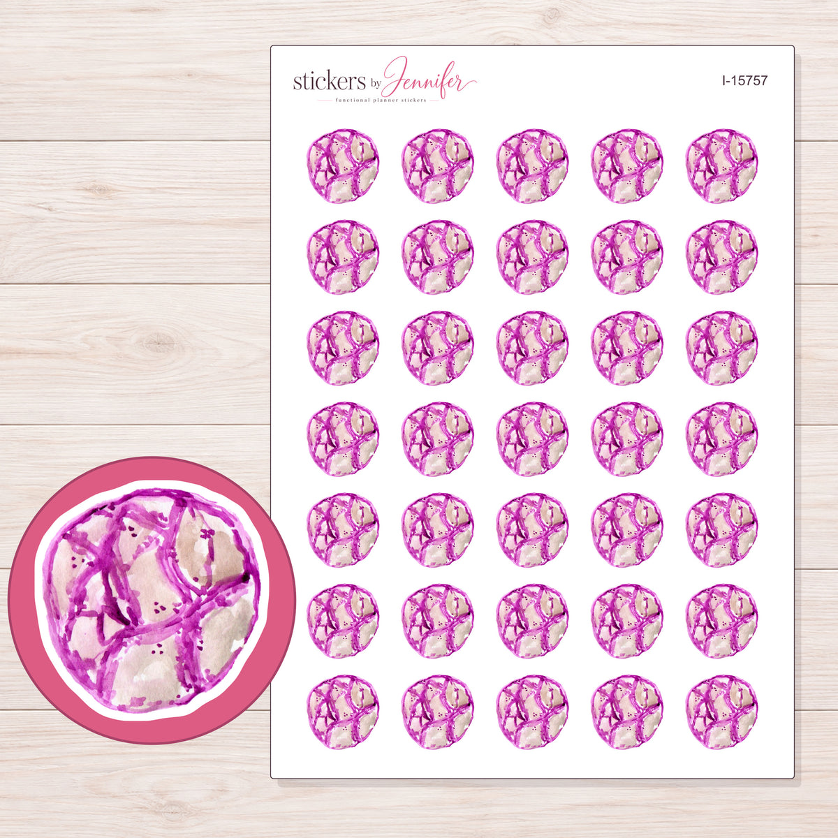 I-15757 planner sticker sheet with enlarged sticker detail