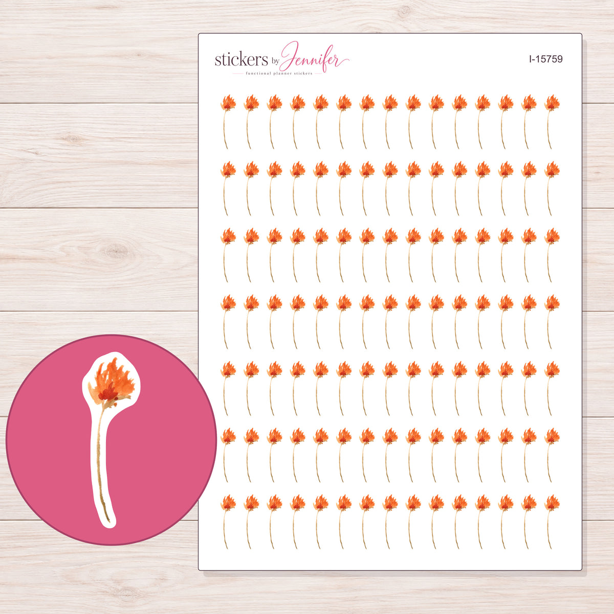 I-15759 planner sticker sheet with enlarged sticker detail