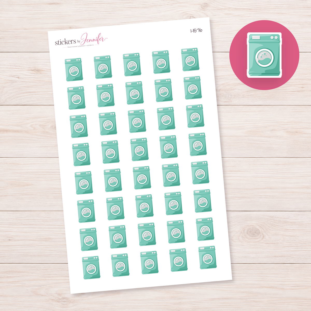 Seafoam Washing Machine Planner Stickers | I-1576