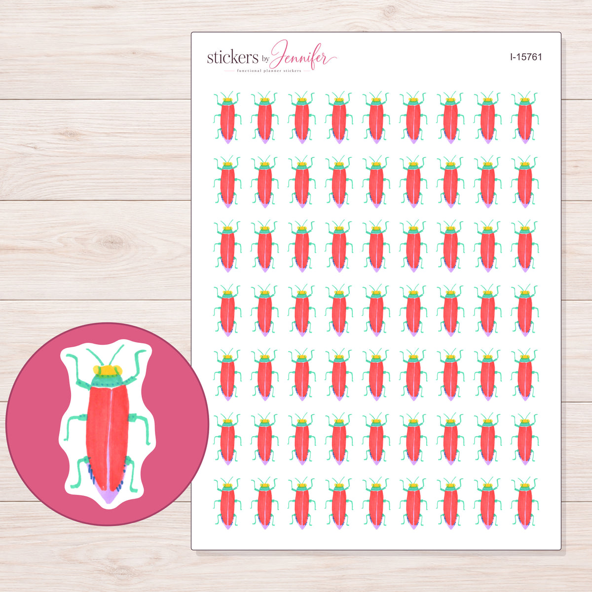 I-15761 planner sticker sheet with enlarged sticker detail