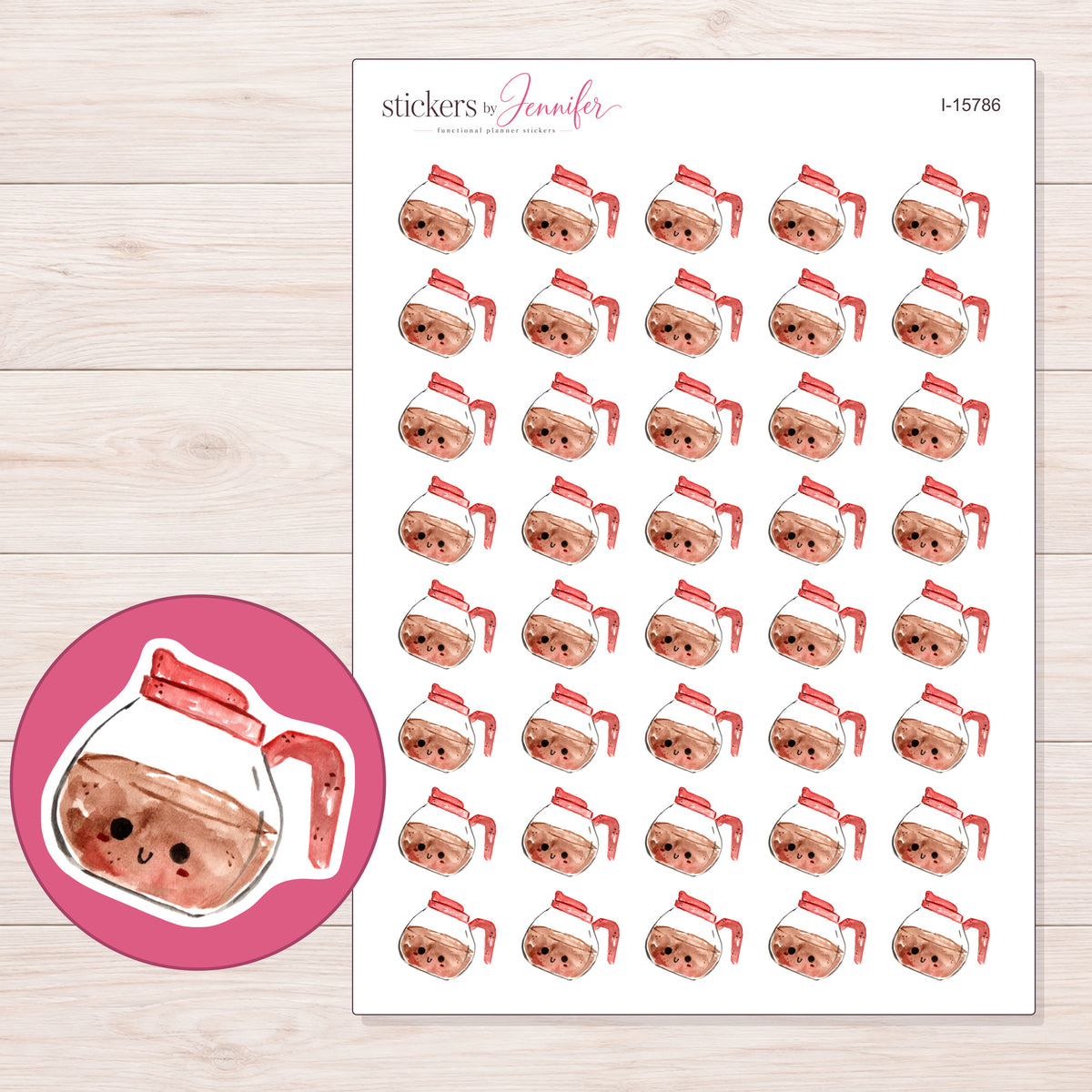 I-15786 planner sticker sheet with enlarged sticker detail