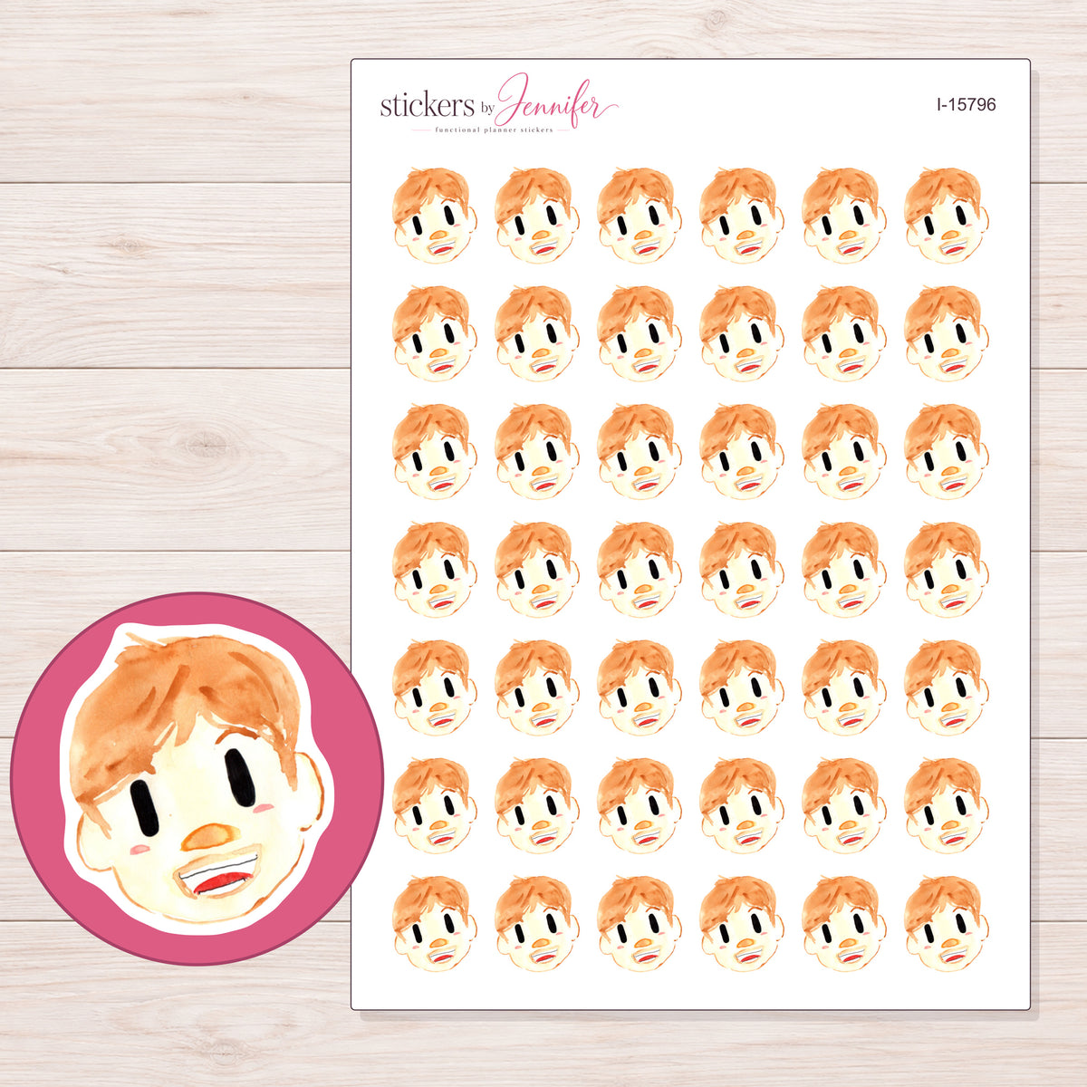 I-15796 planner sticker sheet with enlarged sticker detail