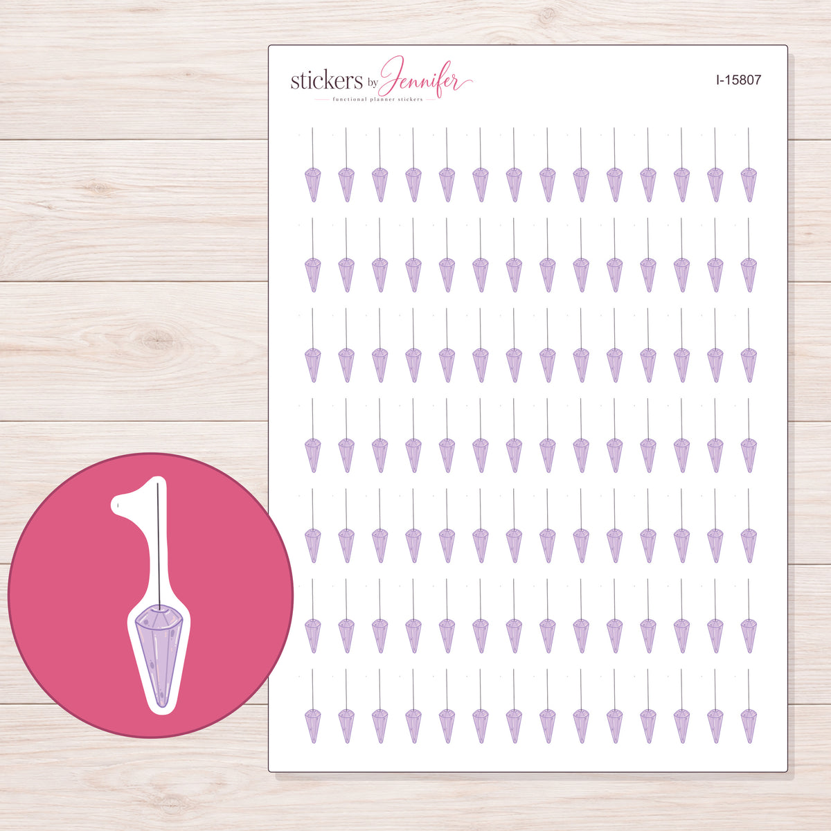 I-15807 planner sticker sheet with enlarged sticker detail