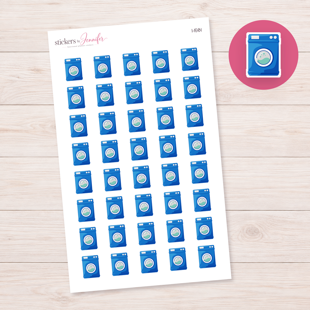 Blue Front-Load Washing Machine Planner Stickers | I-1581