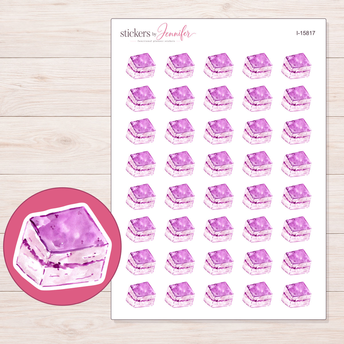 I-15817 planner sticker sheet with enlarged sticker detail