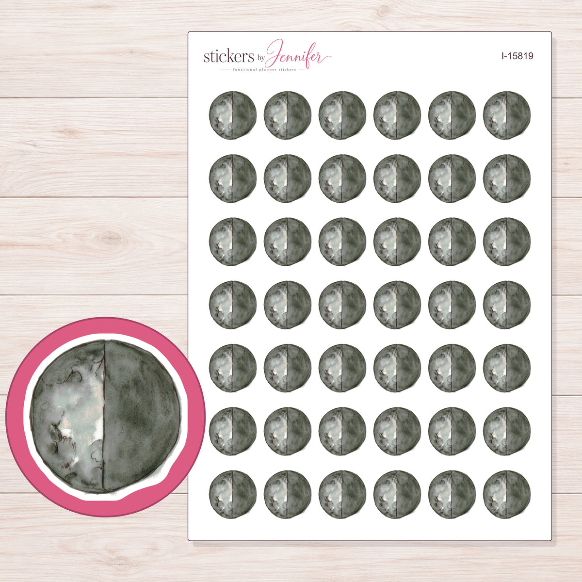 I-15819 planner sticker sheet with enlarged sticker detail