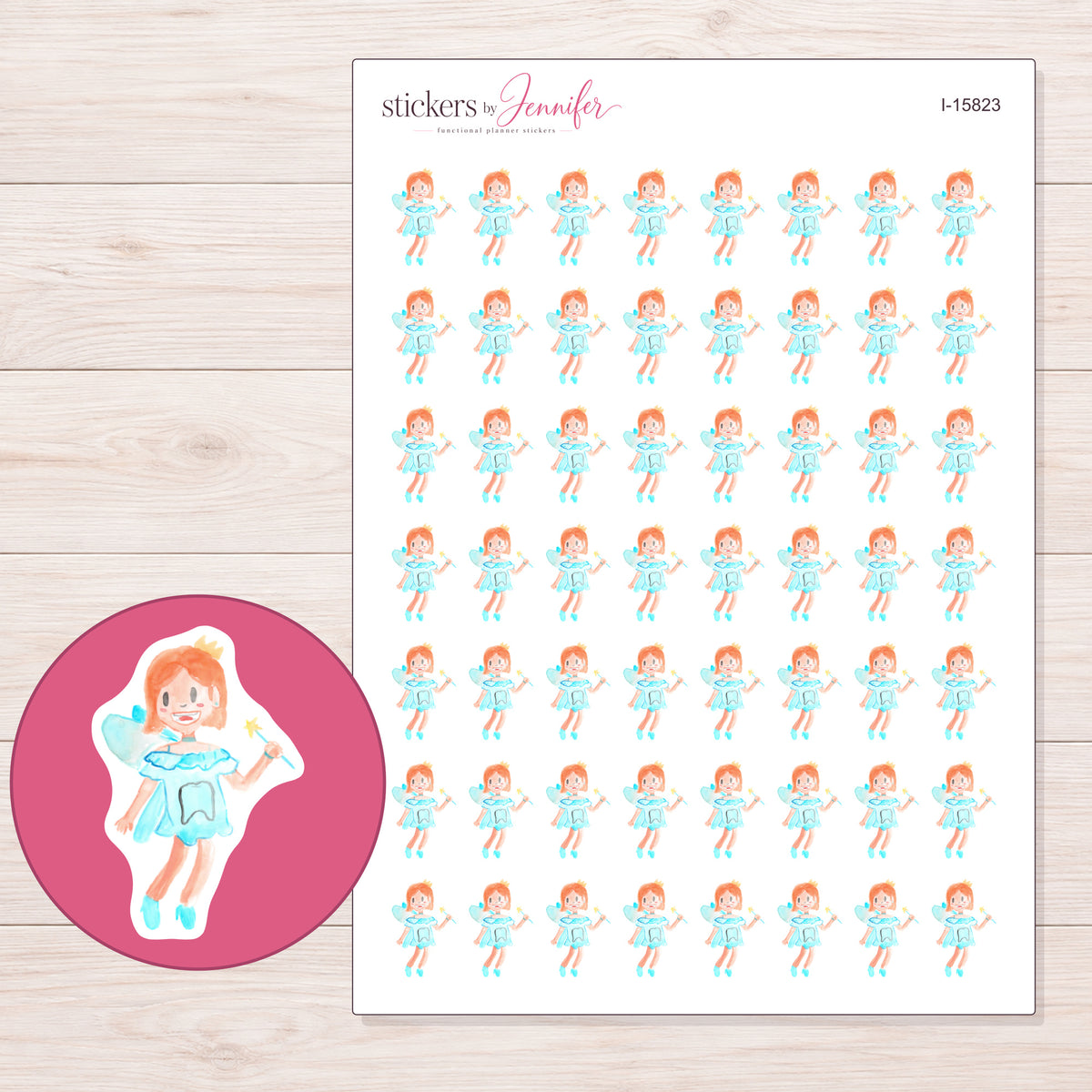 I-15823 planner sticker sheet with enlarged sticker detail