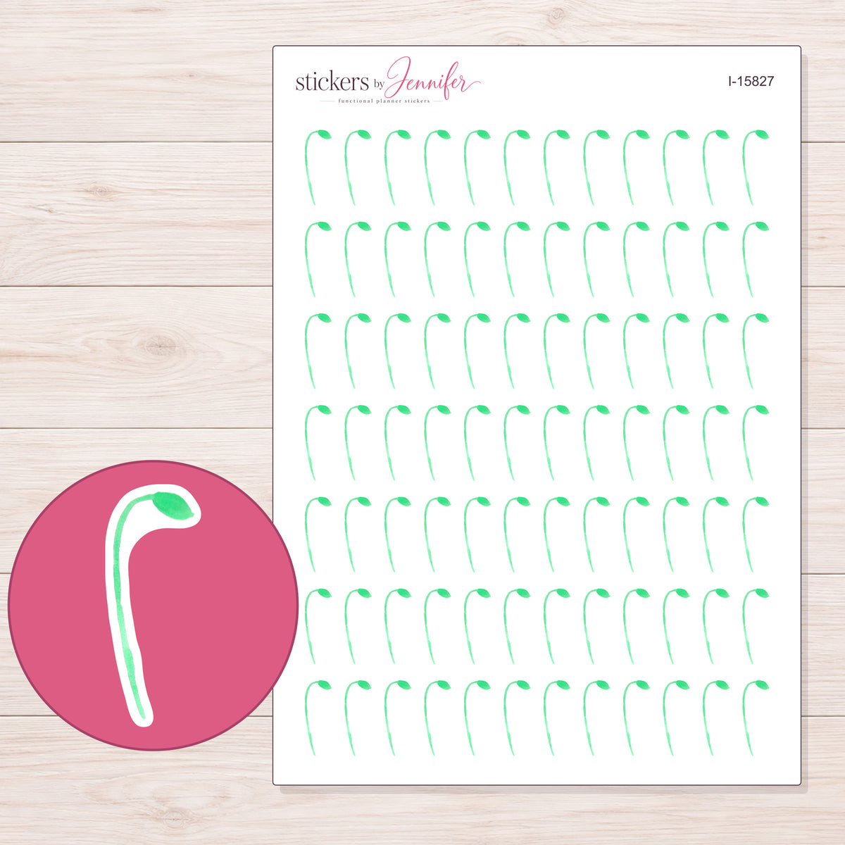 I-15827 planner sticker sheet with enlarged sticker detail