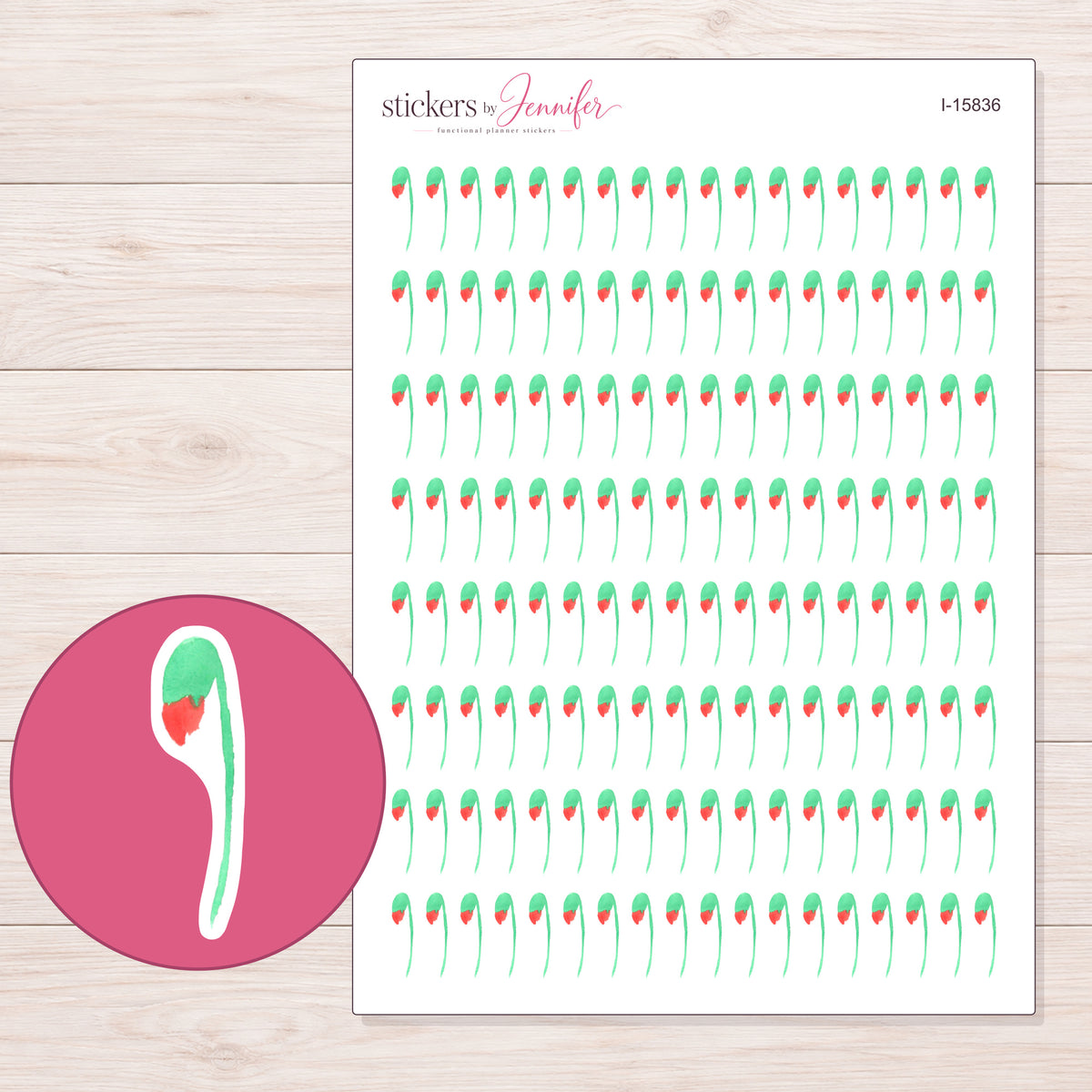 I-15836 planner sticker sheet with enlarged sticker detail