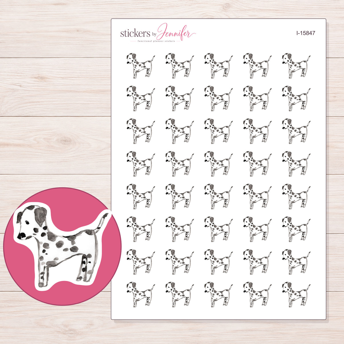 I-15847 planner sticker sheet with enlarged sticker detail