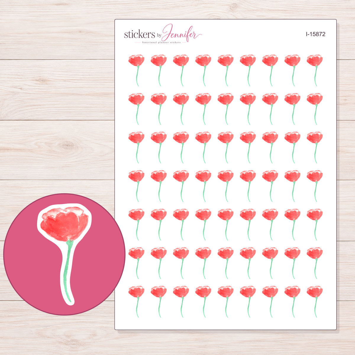 I-15872 planner sticker sheet with enlarged sticker detail