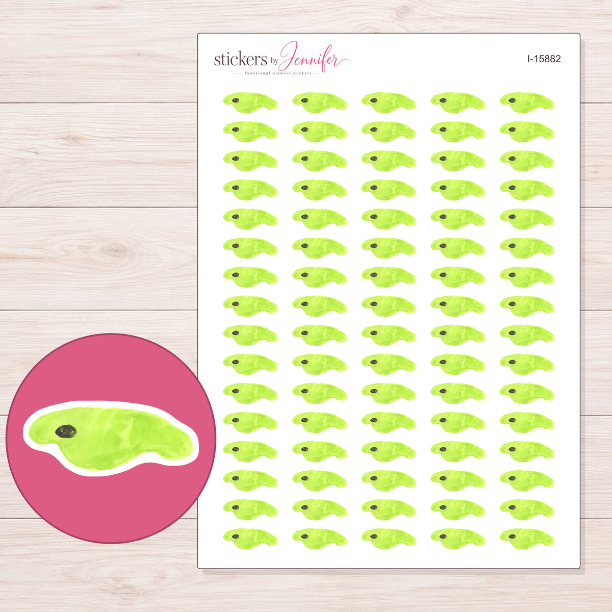 I-15882 planner sticker sheet with enlarged sticker detail