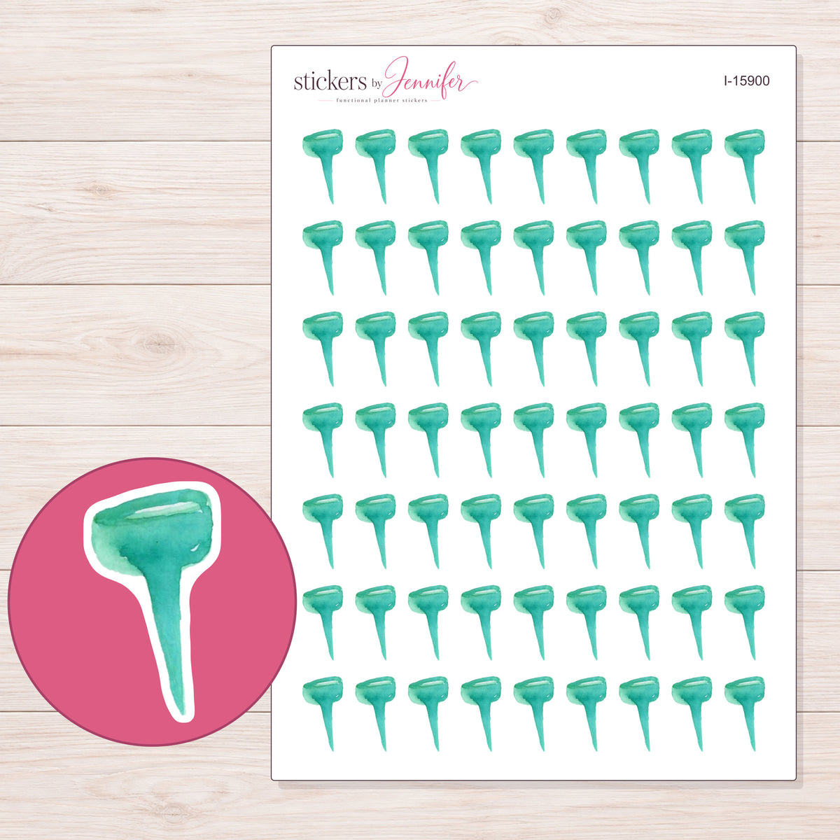 I-15900 planner sticker sheet with enlarged sticker detail