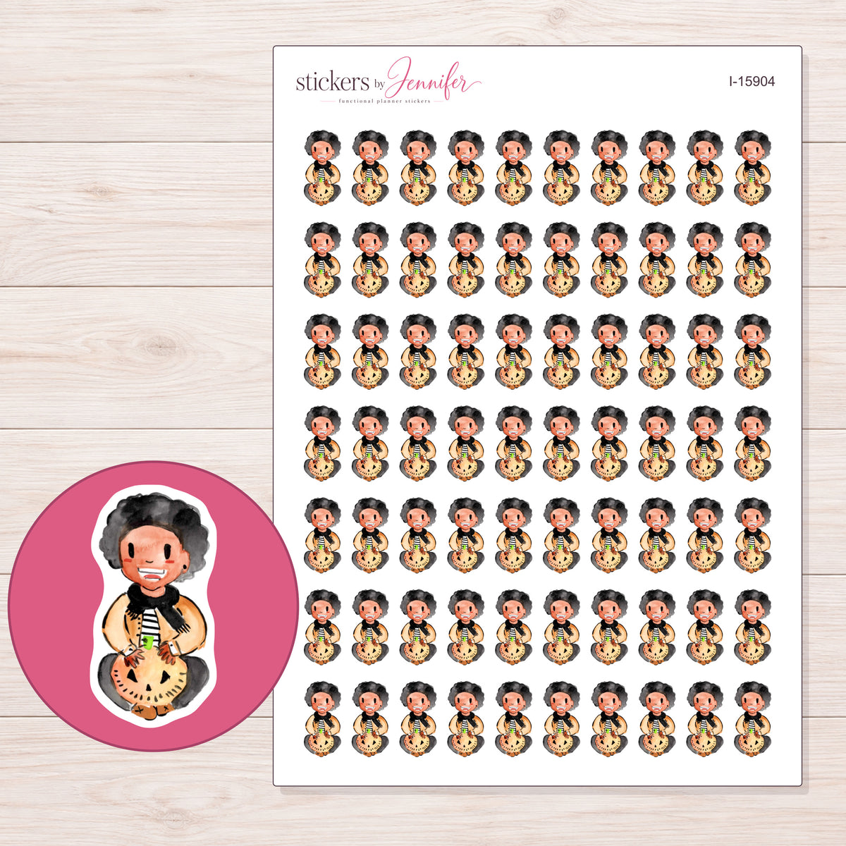 I-15904 planner sticker sheet with enlarged sticker detail