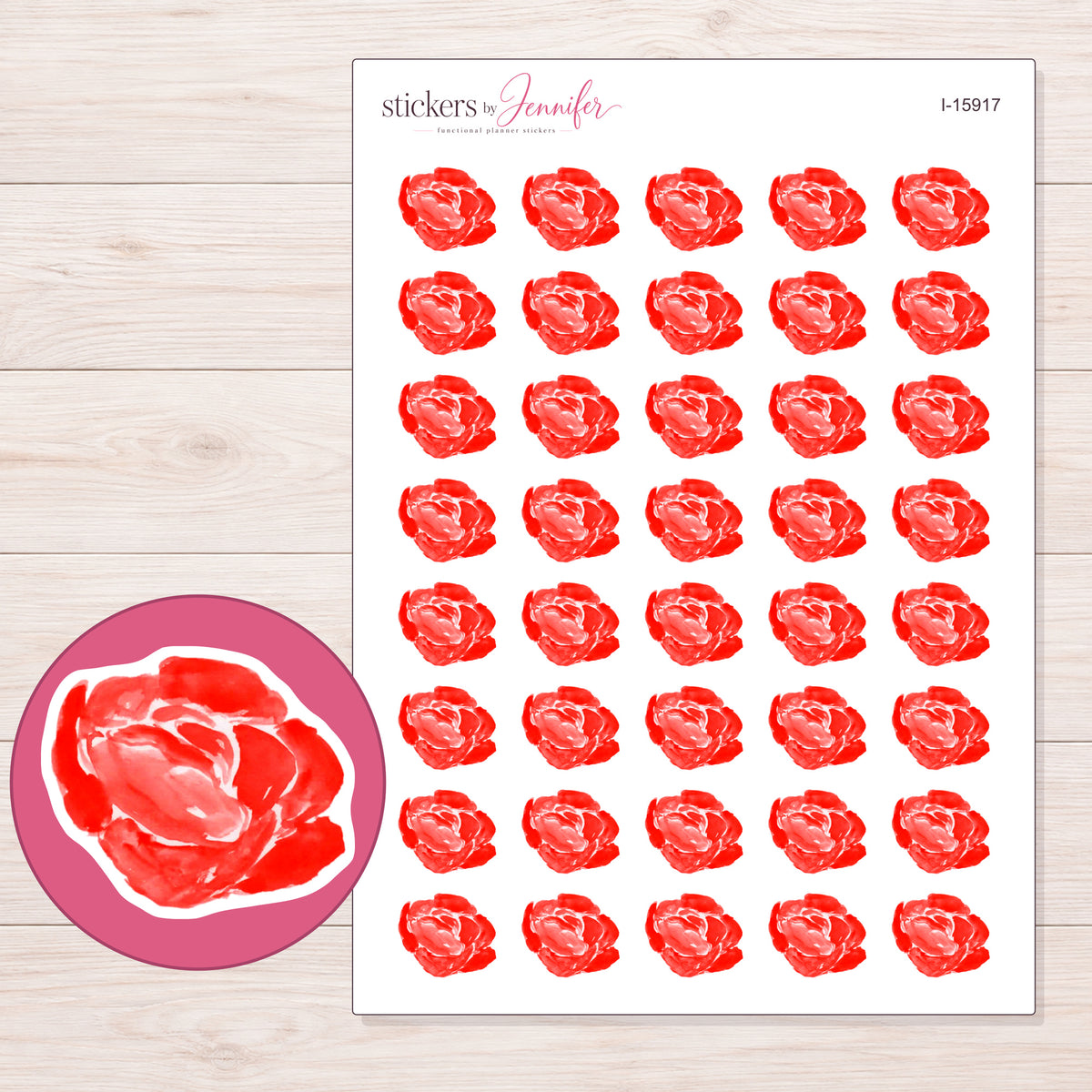 I-15917 planner sticker sheet with enlarged sticker detail