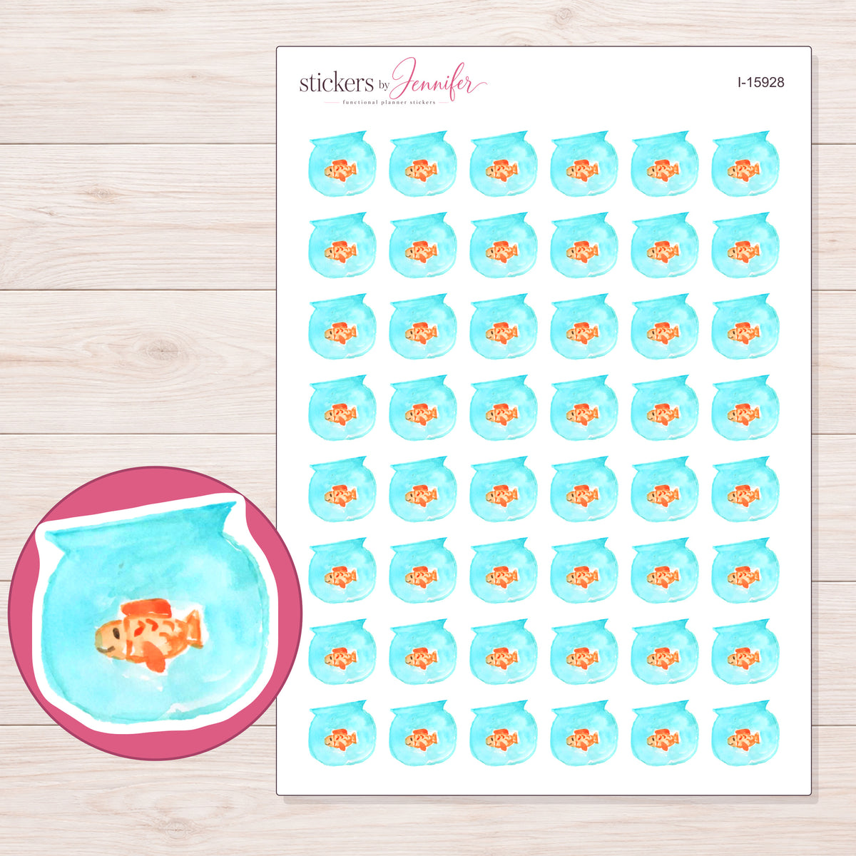 I-15928 planner sticker sheet with enlarged sticker detail
