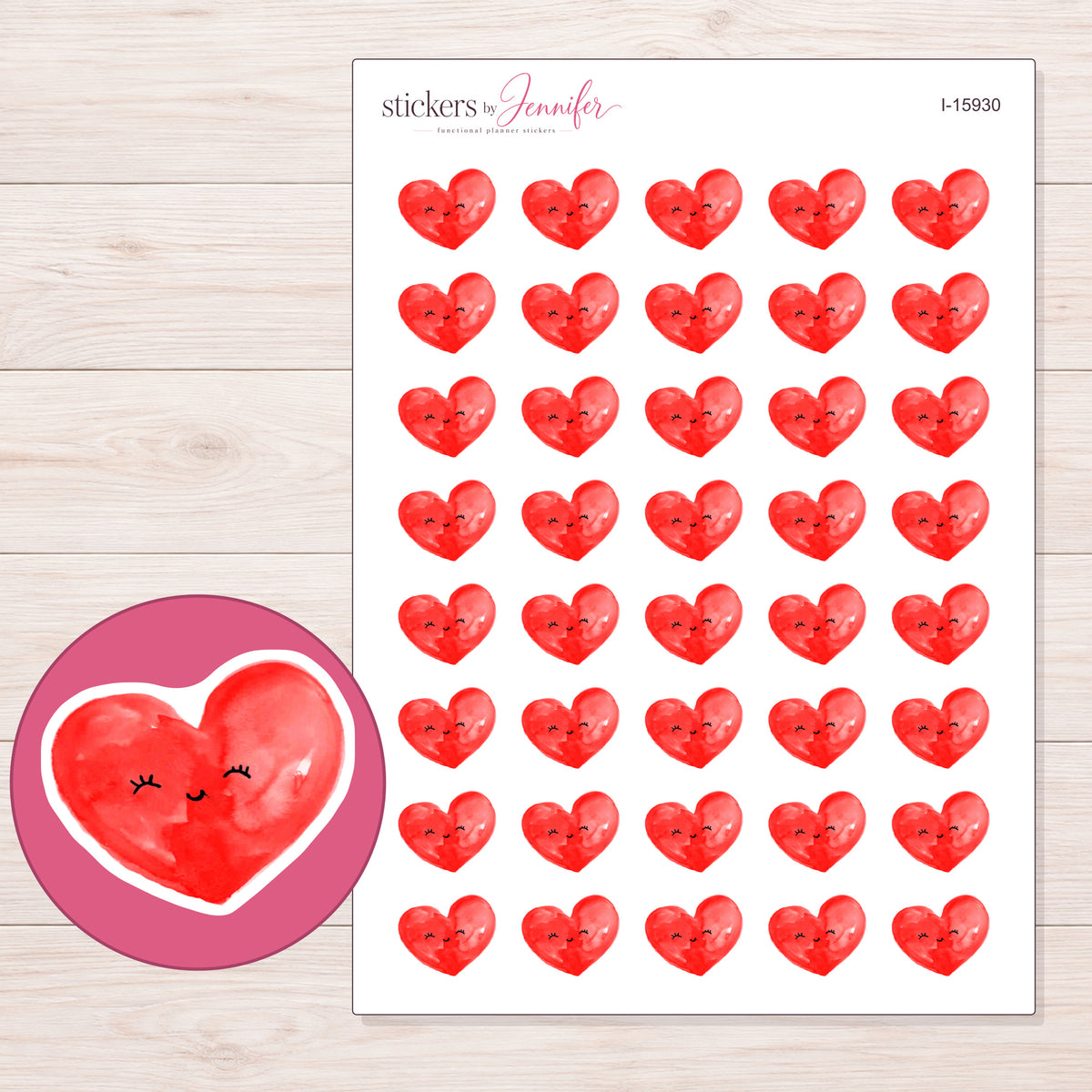 I-15930 planner sticker sheet with enlarged sticker detail