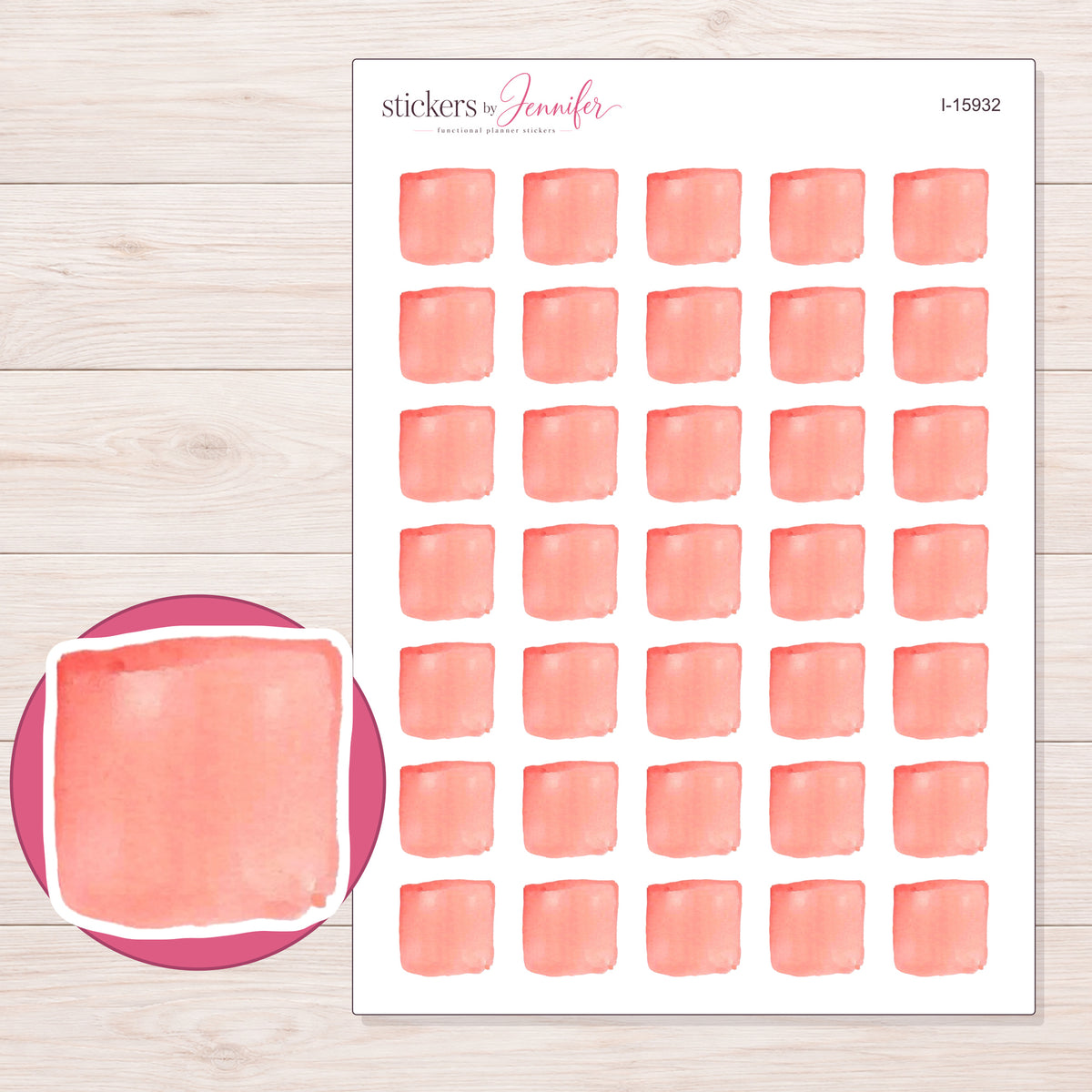 I-15932 planner sticker sheet with enlarged sticker detail