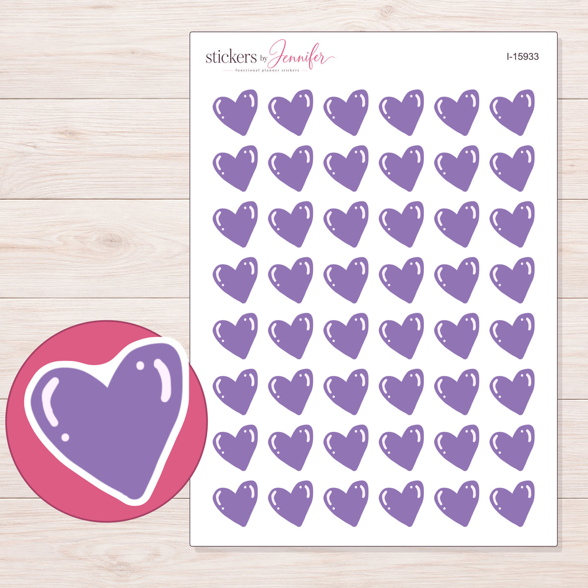 I-15933 planner sticker sheet with enlarged sticker detail