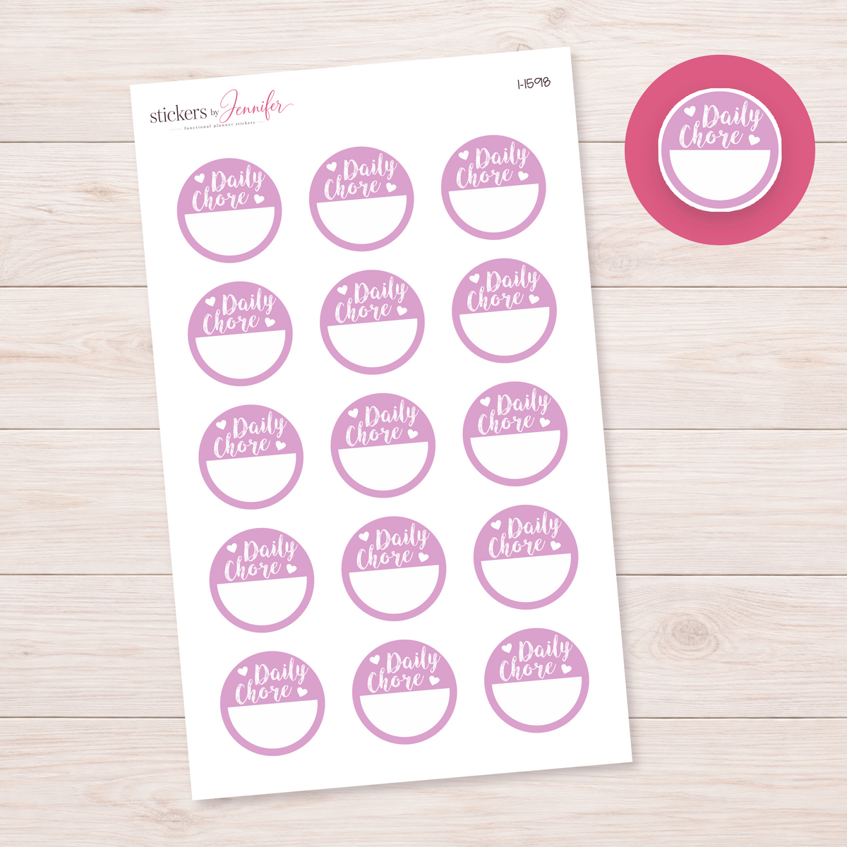 Lavender Daily Chore Circle Planner Stickers | I-1598