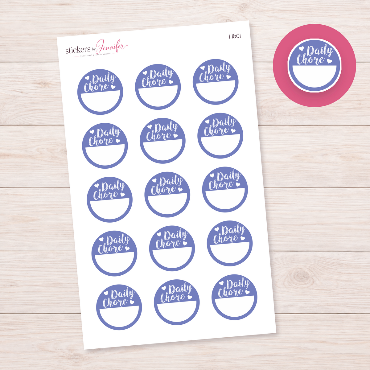 Periwinkle Daily Chore Circle Planner Stickers | I-1601