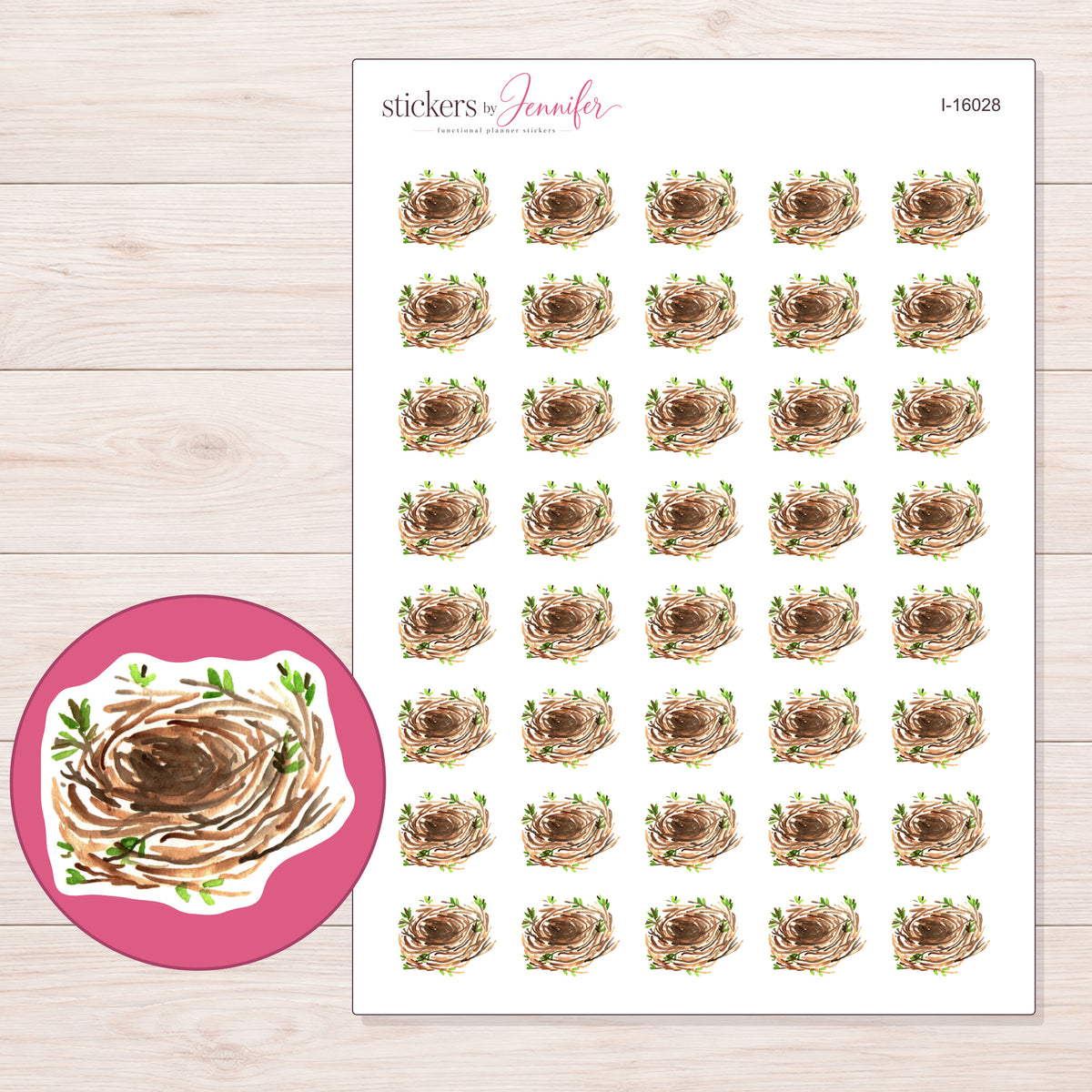 I-16028 planner sticker sheet with enlarged sticker detail